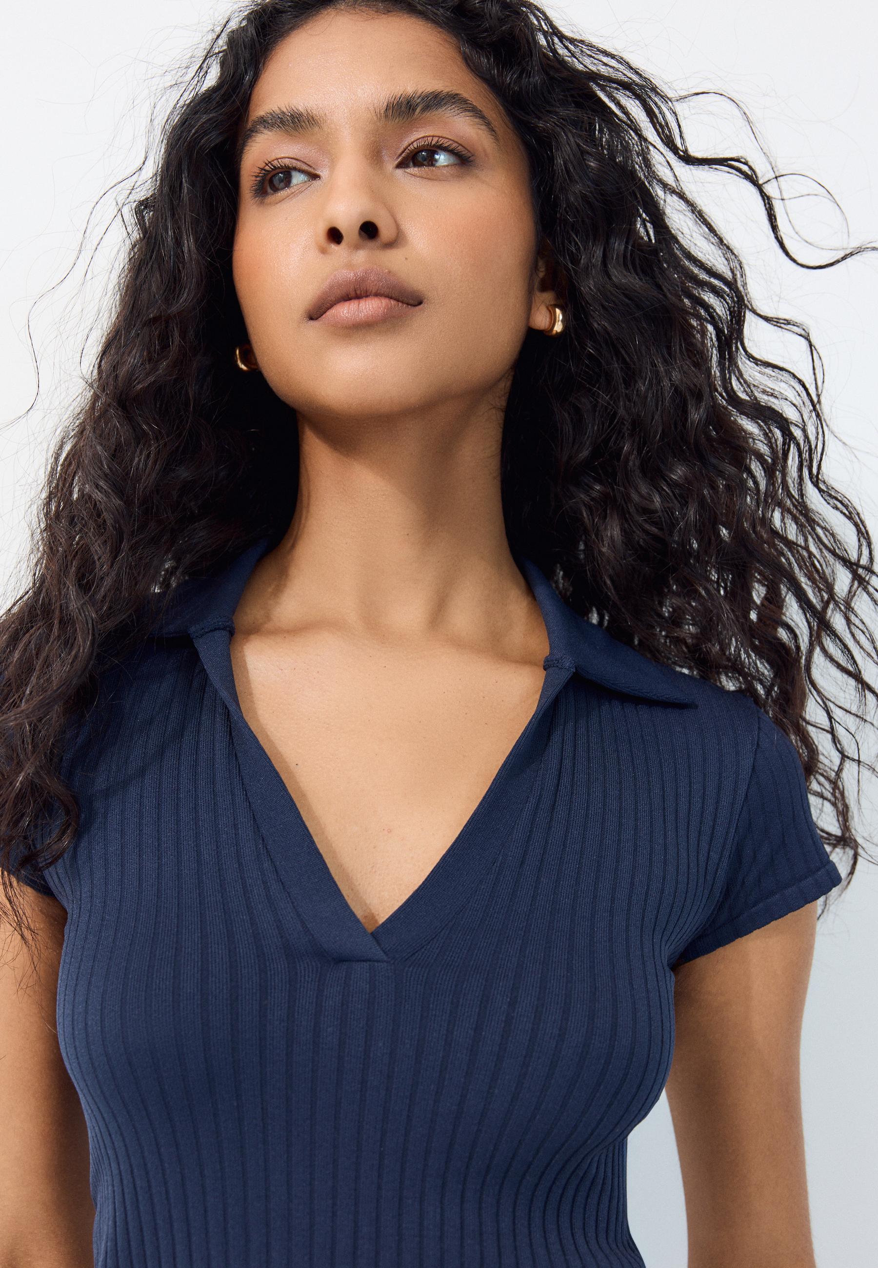 Basic seamless polo T-shirt — Dark blue