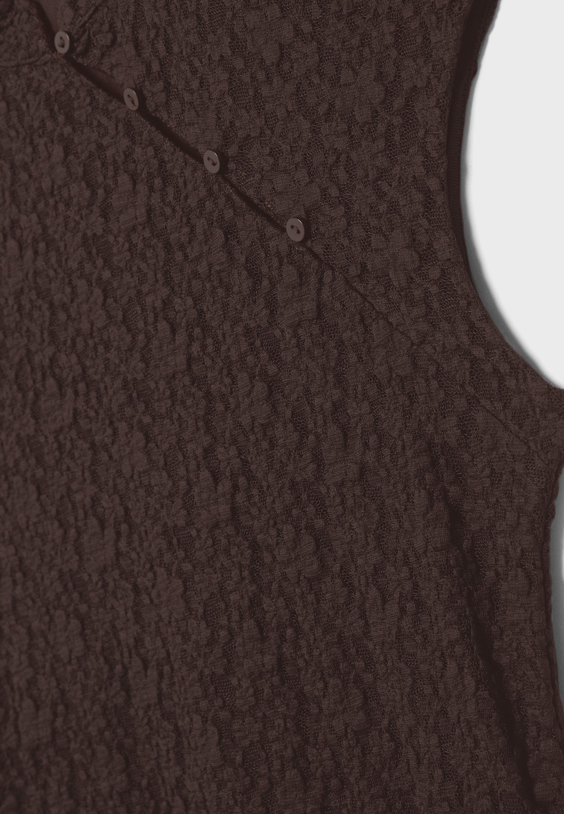 Lace stand collar top — Brown