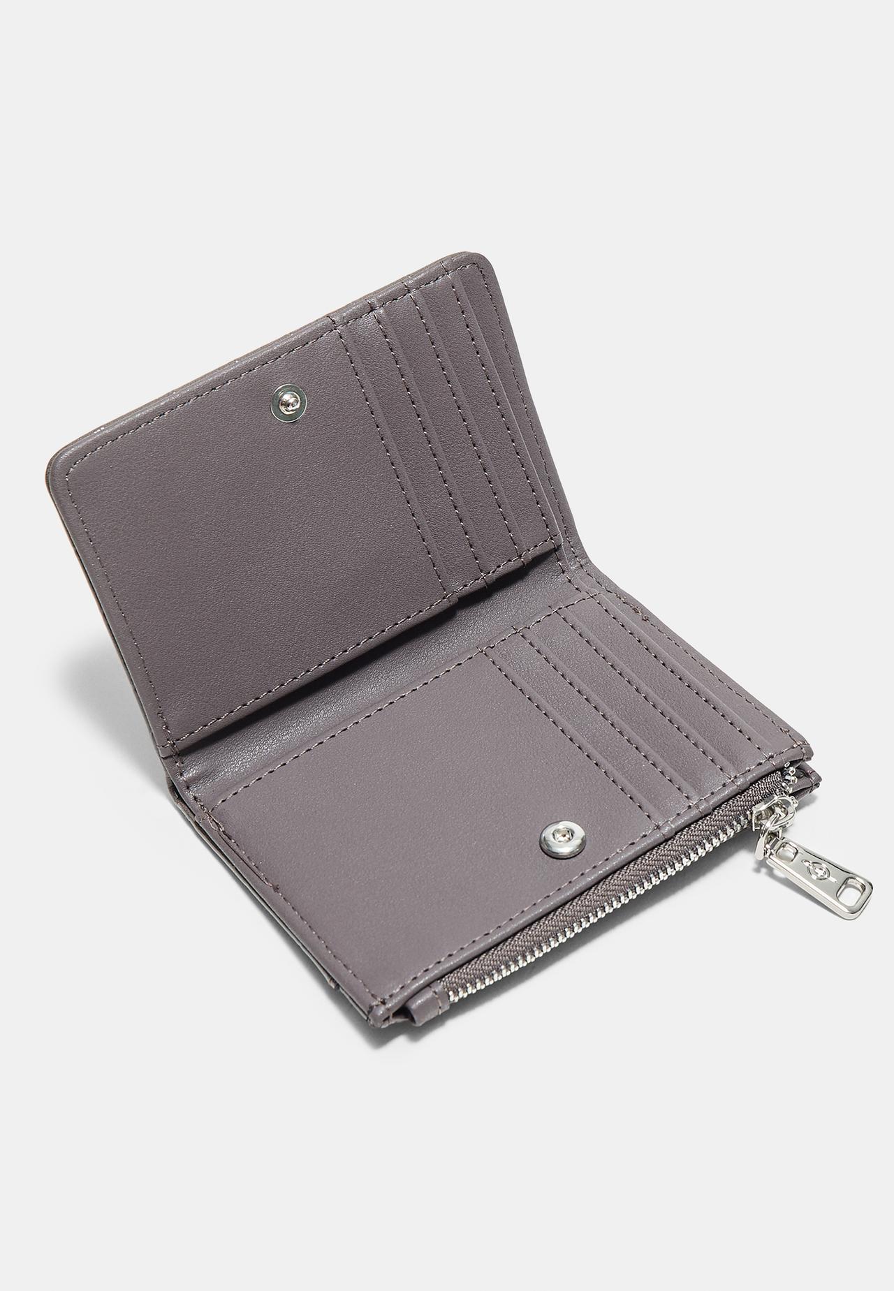 Mock croc card holder purse — Dark grey