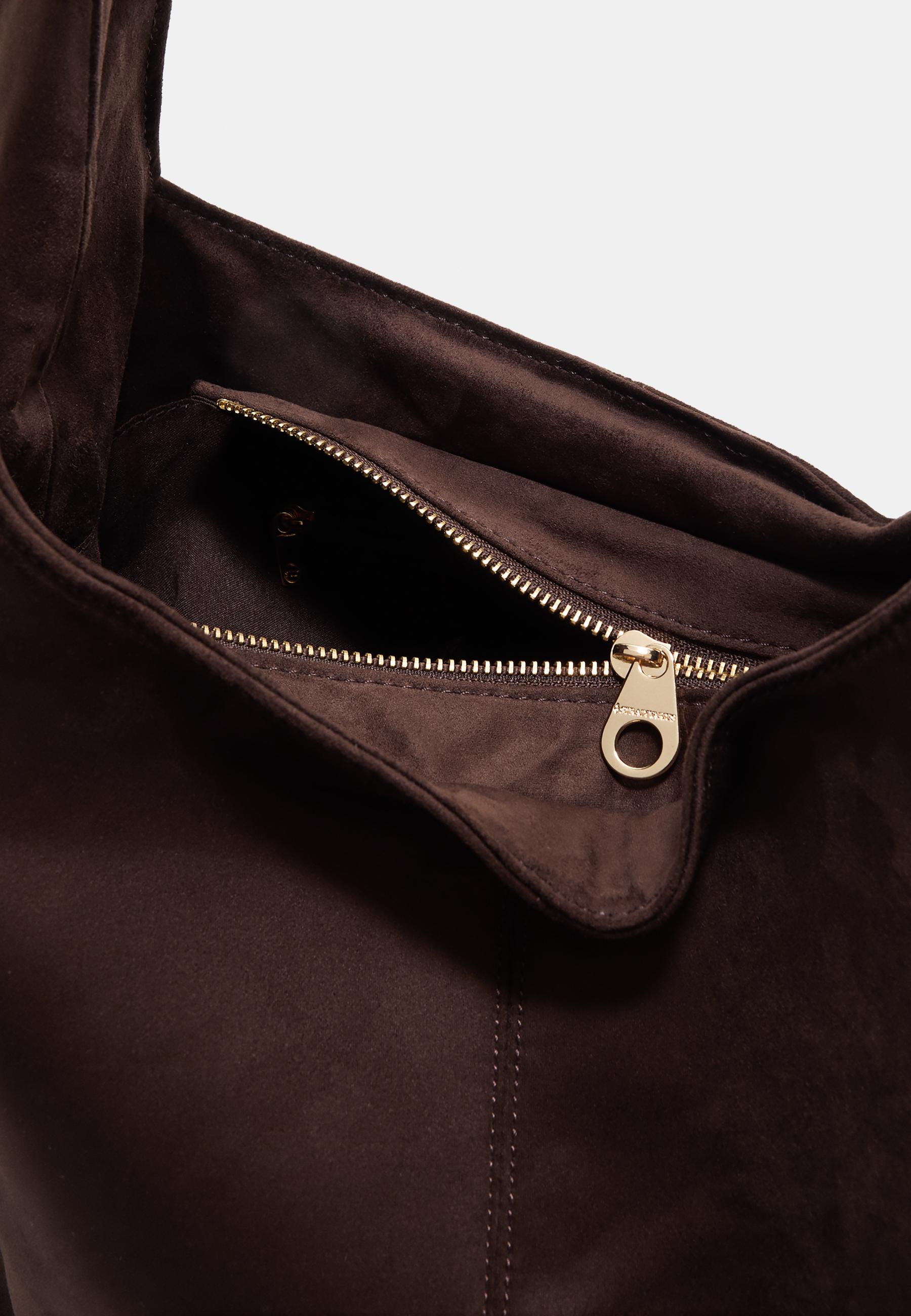 Faux suede shoulder bag — Brown