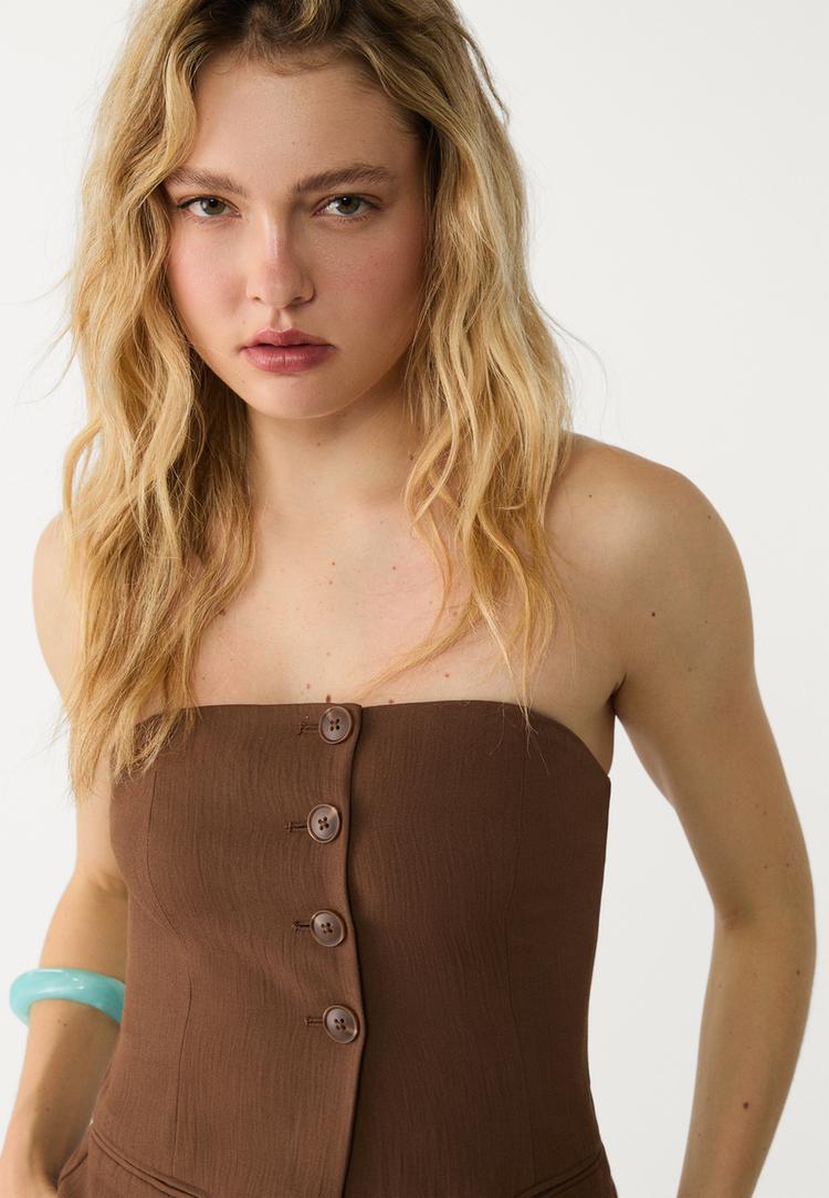 top bustier botones textura