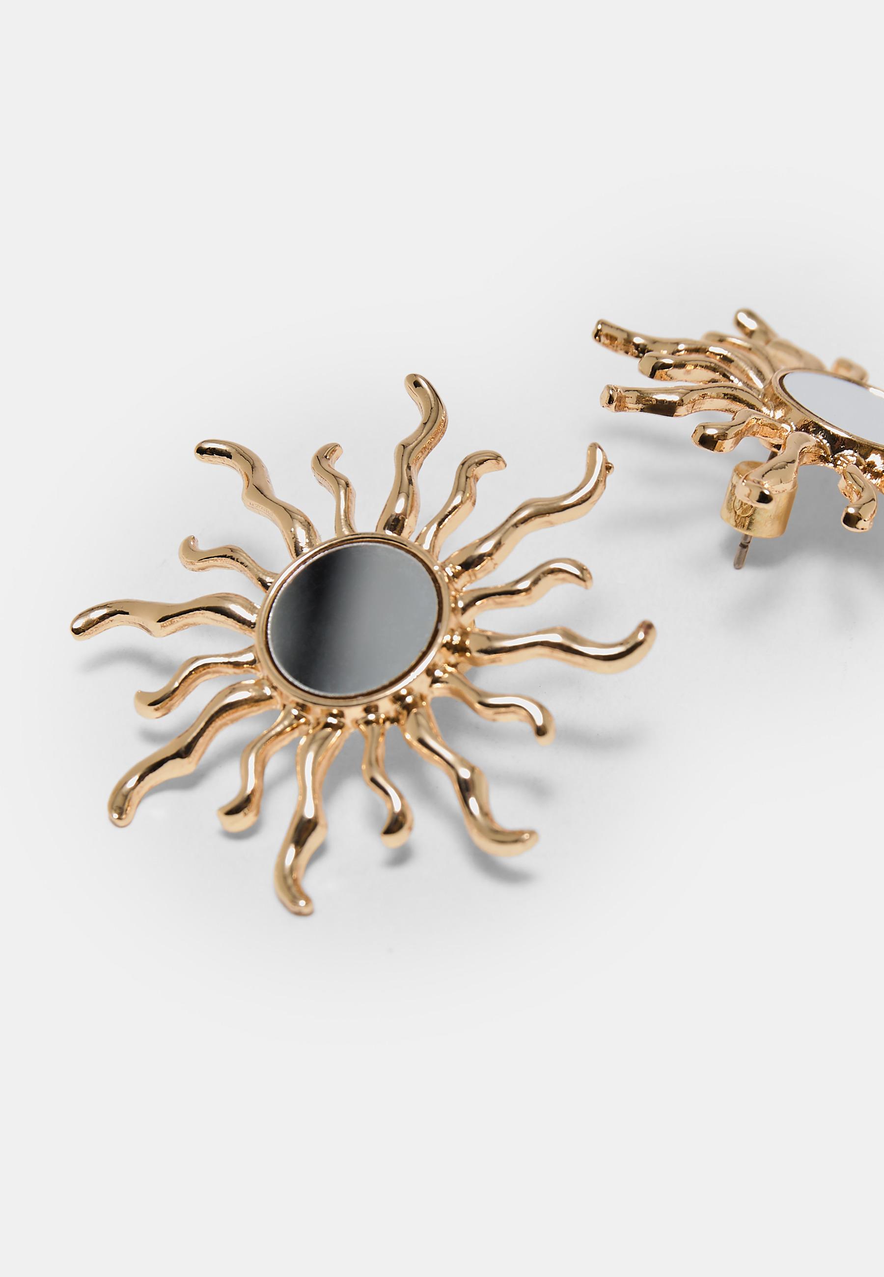 Mirror effect sun earrings — Gold