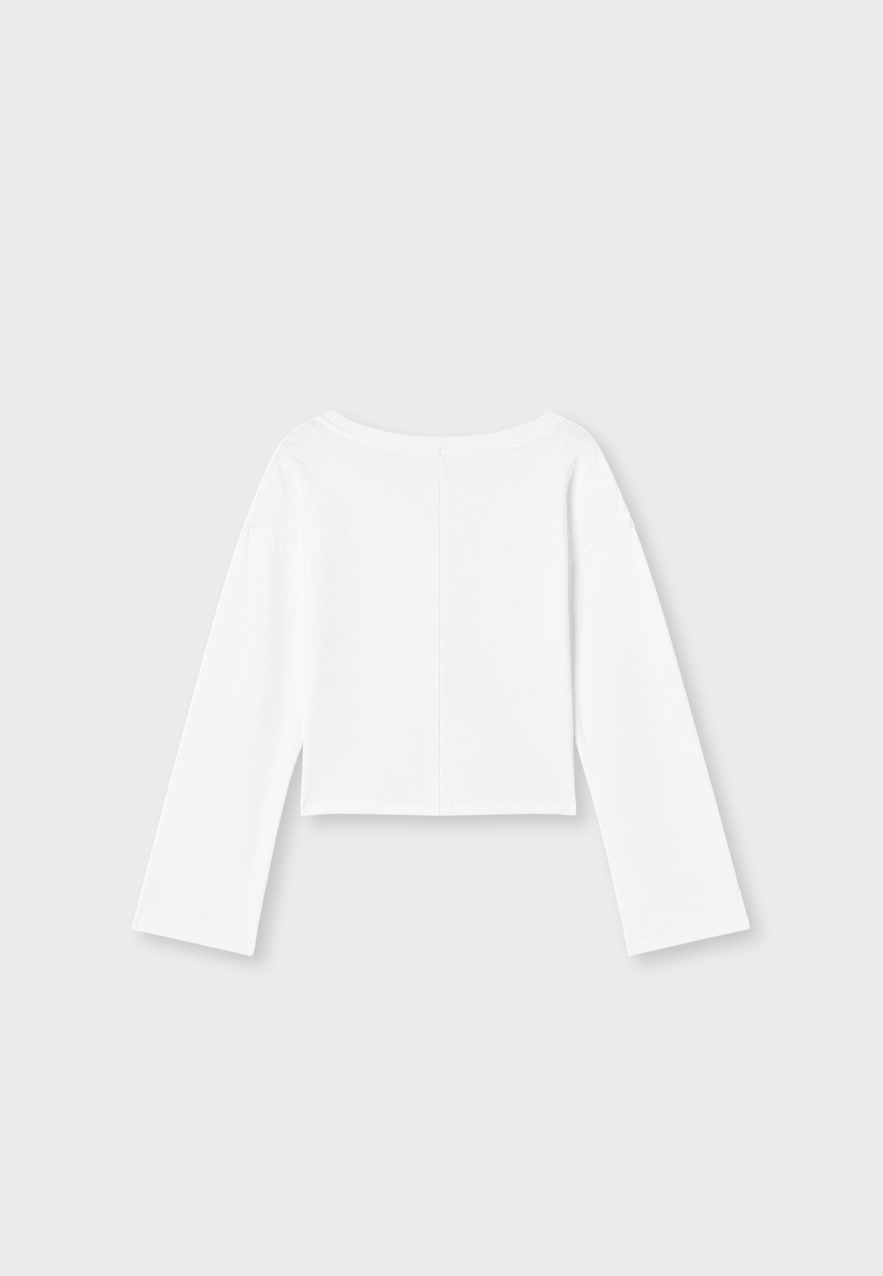 V-neck long Japanese sleeve T-shirt — Ecru