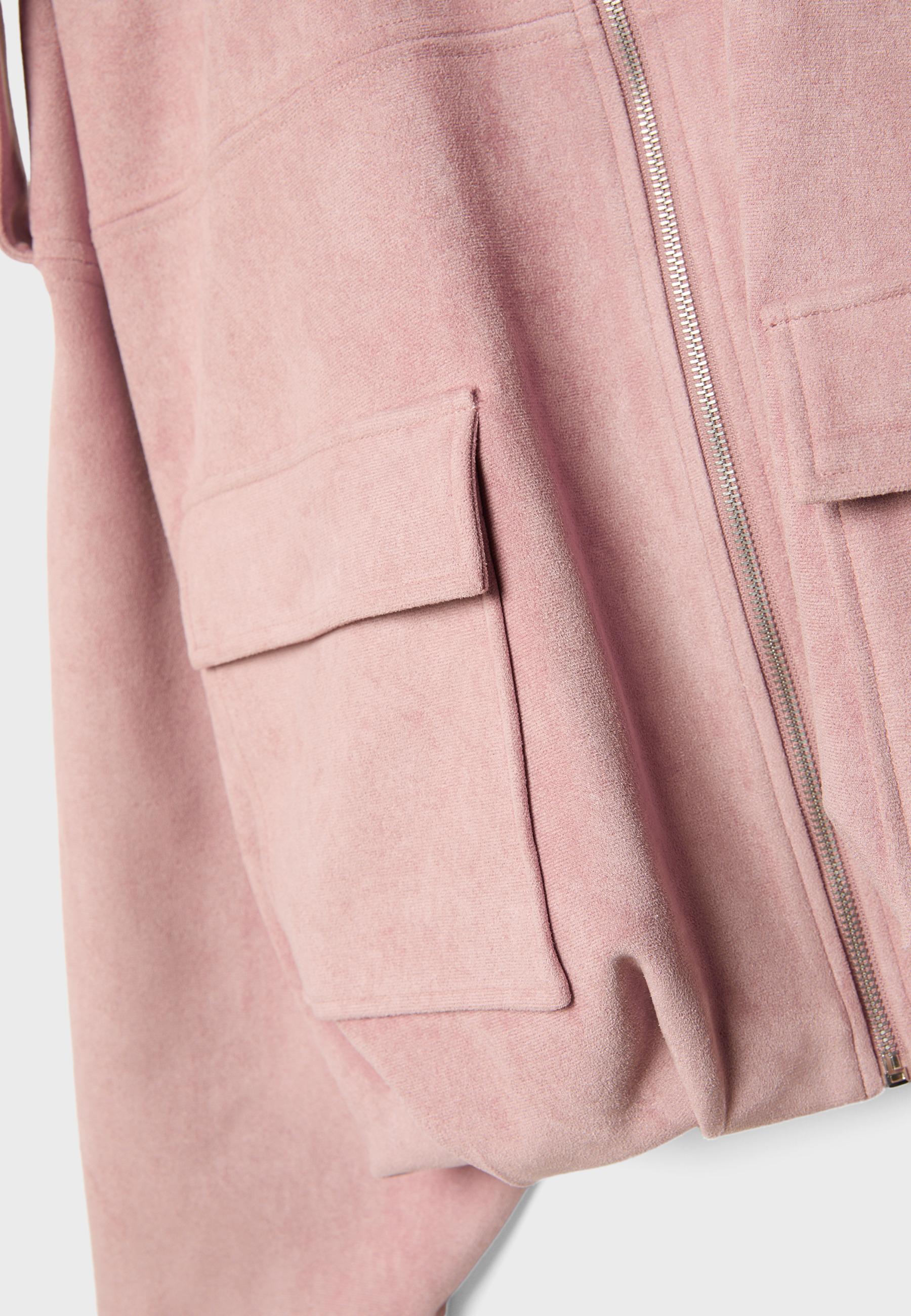 Faux suede bomber jacket — Pastel pink