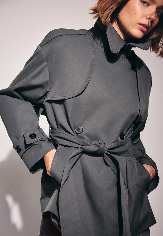 regular trenchcoat met hoge kraag