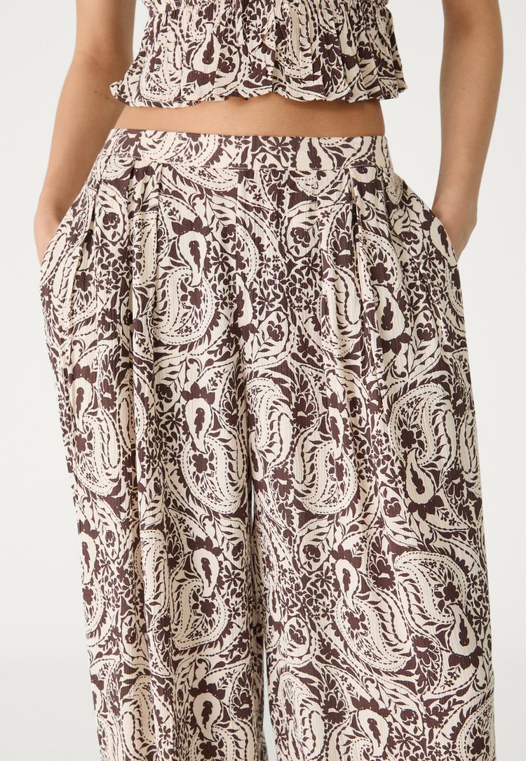 pantalon fluide palazzo imprime
