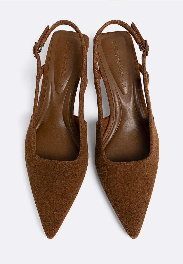 split leather kitten heel court shoes