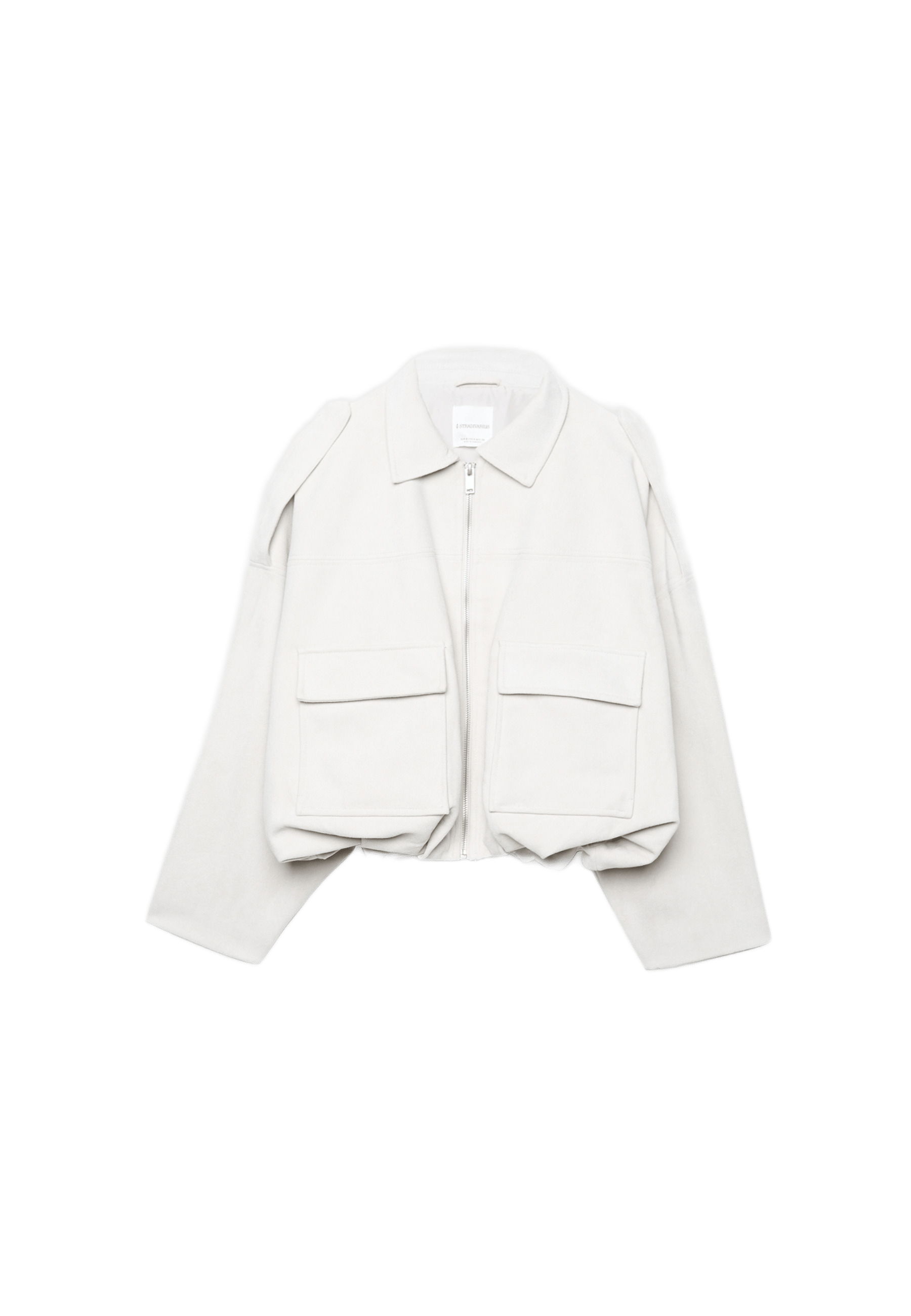 Faux suede bomber jacket — Ecru