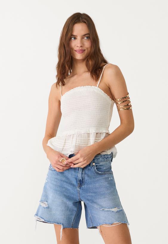 strappy top with ruffles
