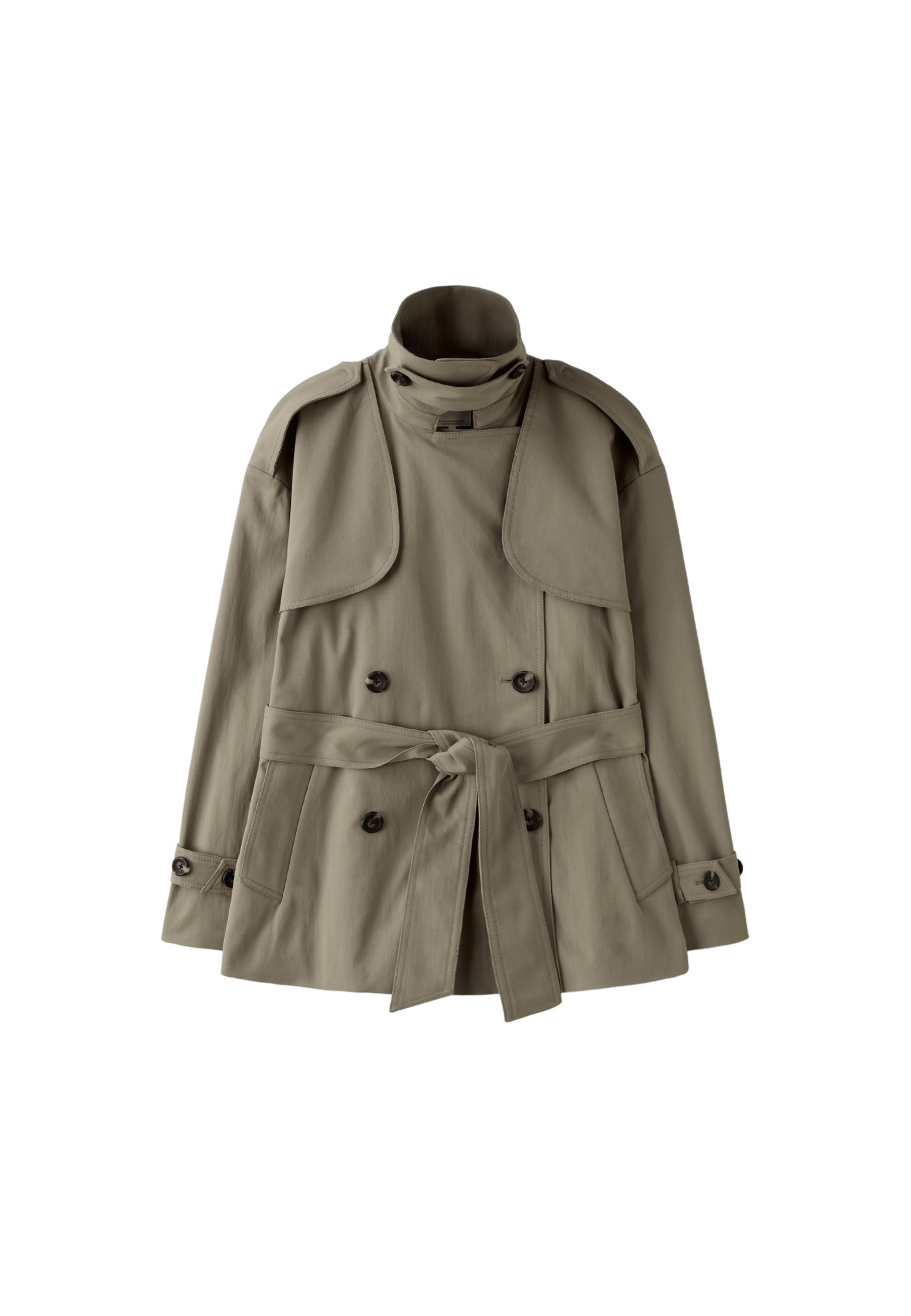 High-neck regular trench coat — Beige