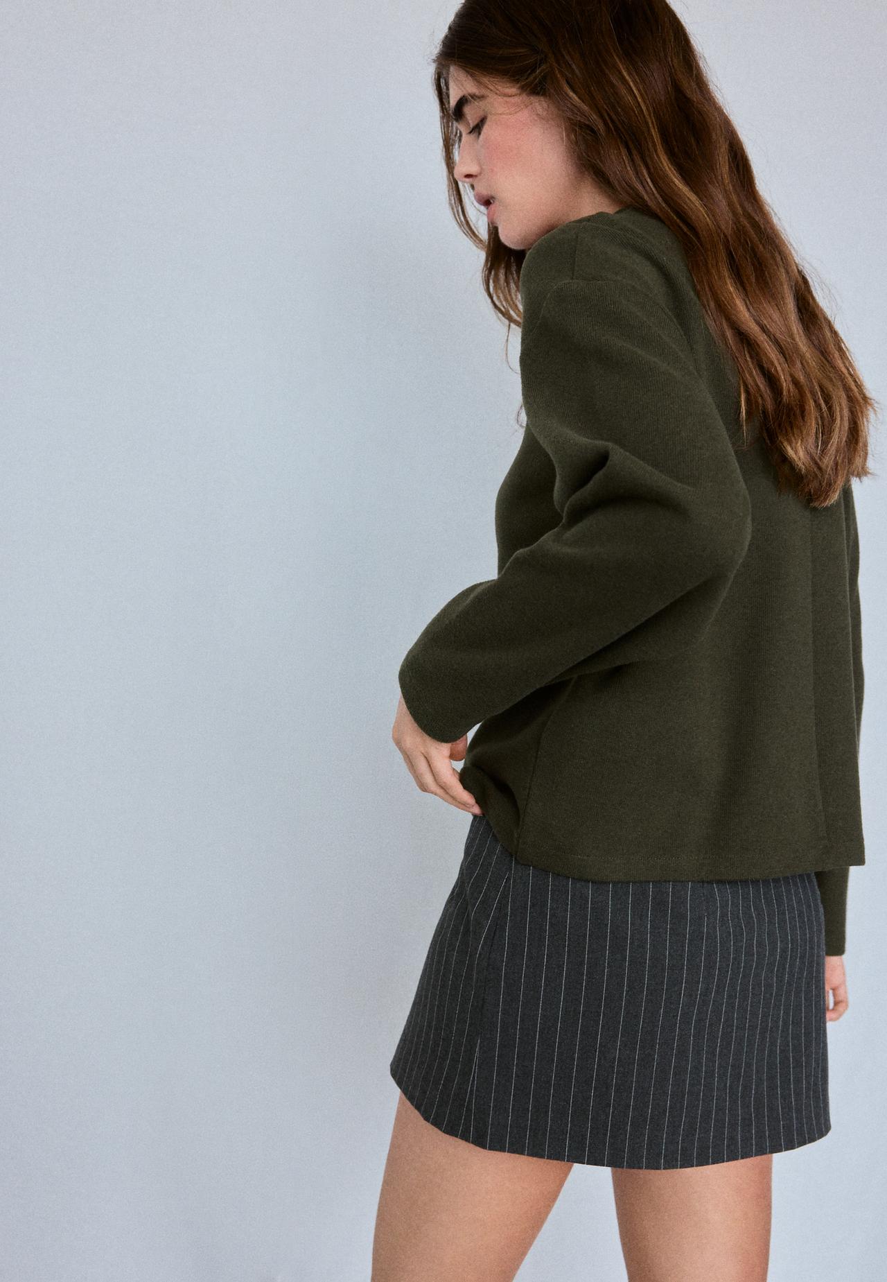 Knit round neck T-shirt — Khaki