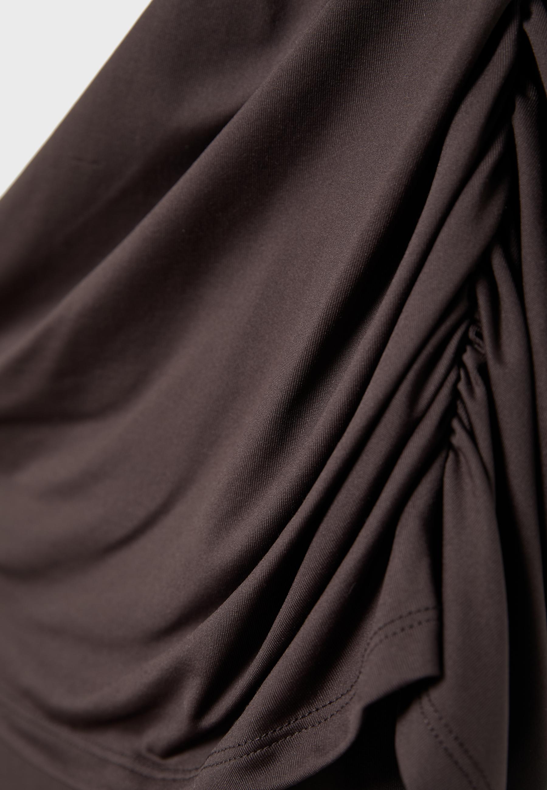 Draped polyamide top — Brown