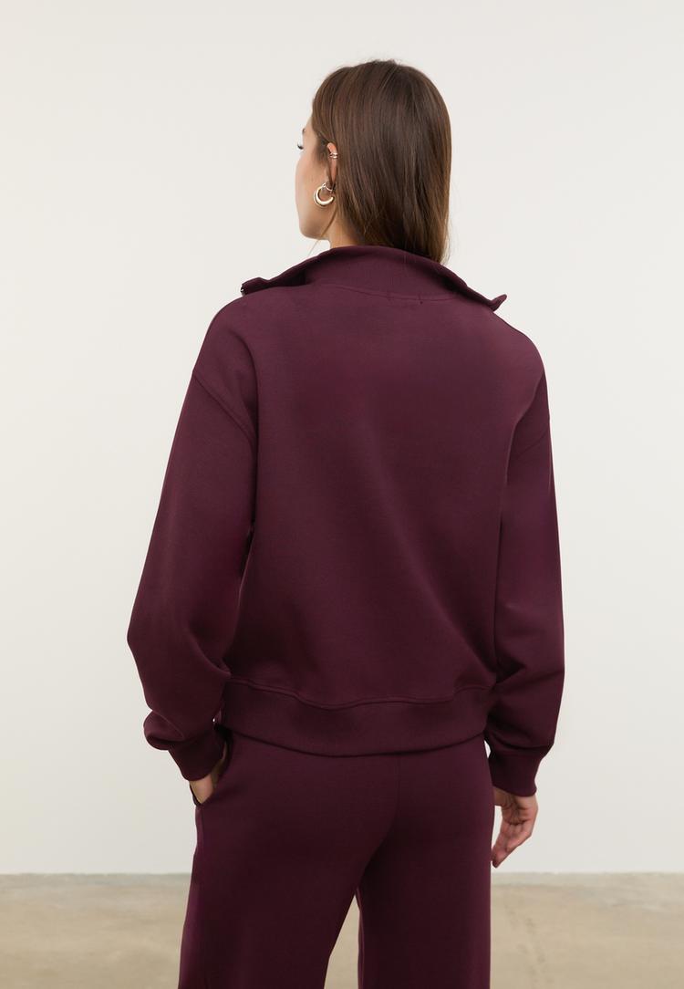 high neck zip up sweatshirt