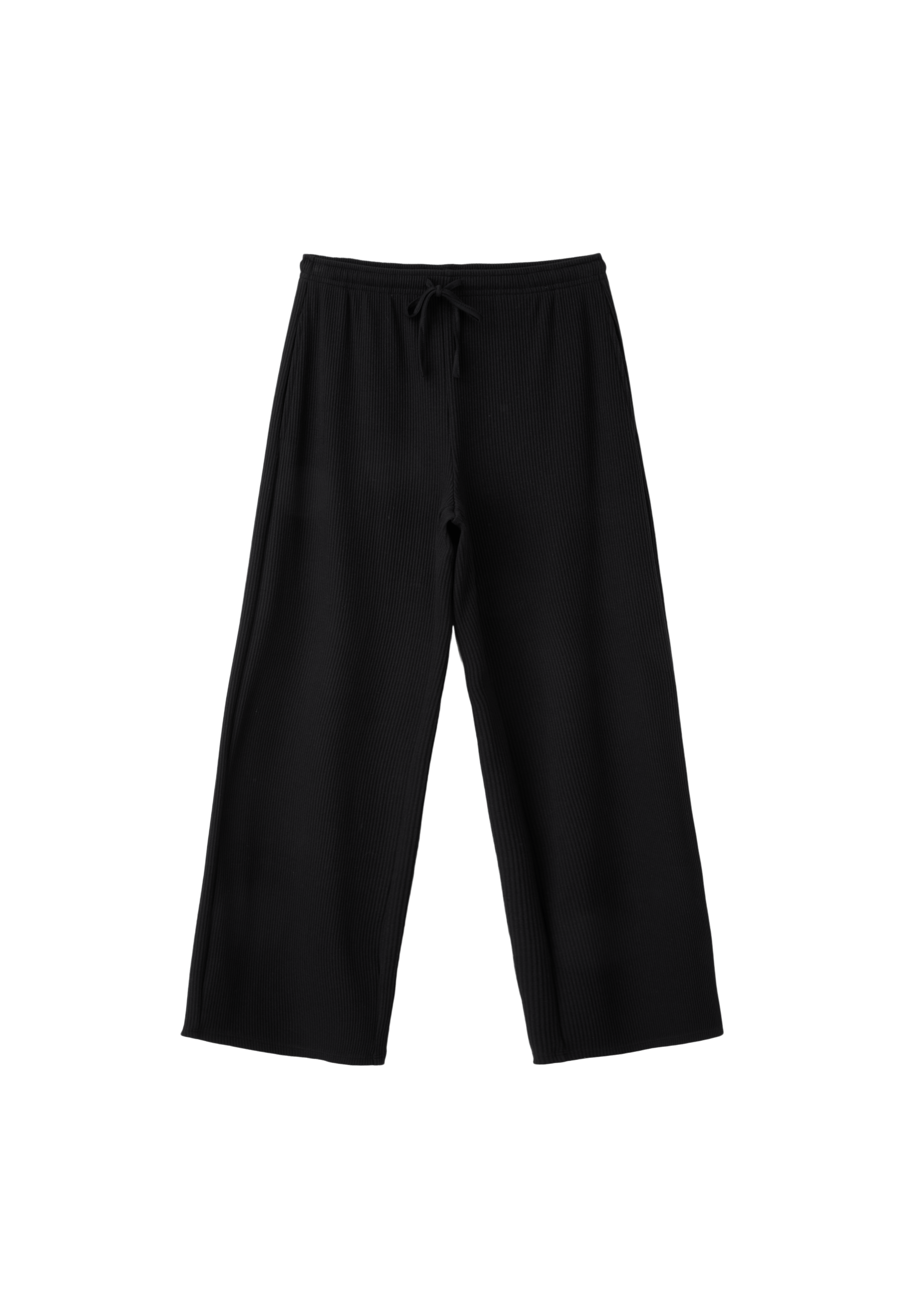 Soft-touch ribbed trousers — Black