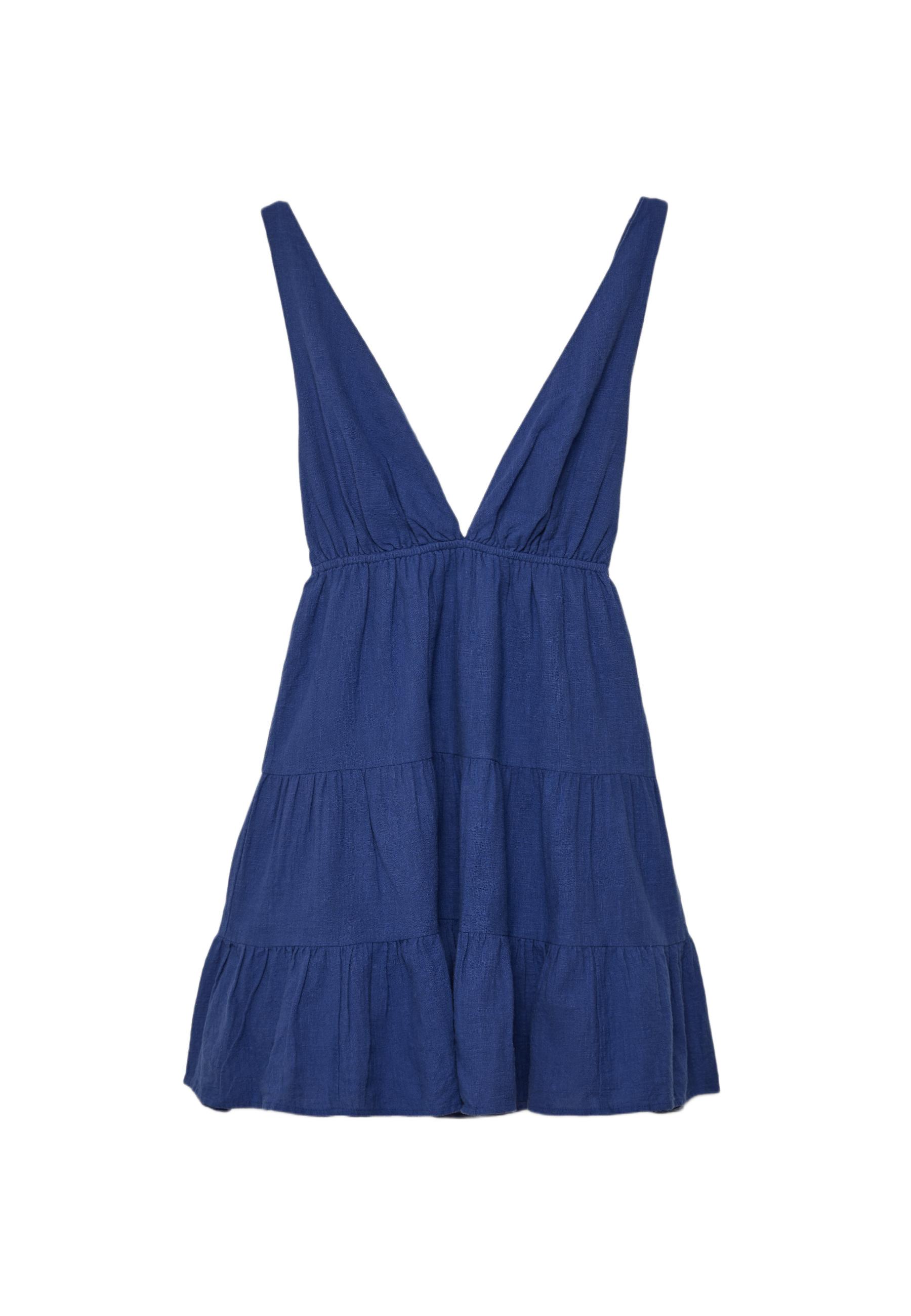 V-neck short dress — Electric blue