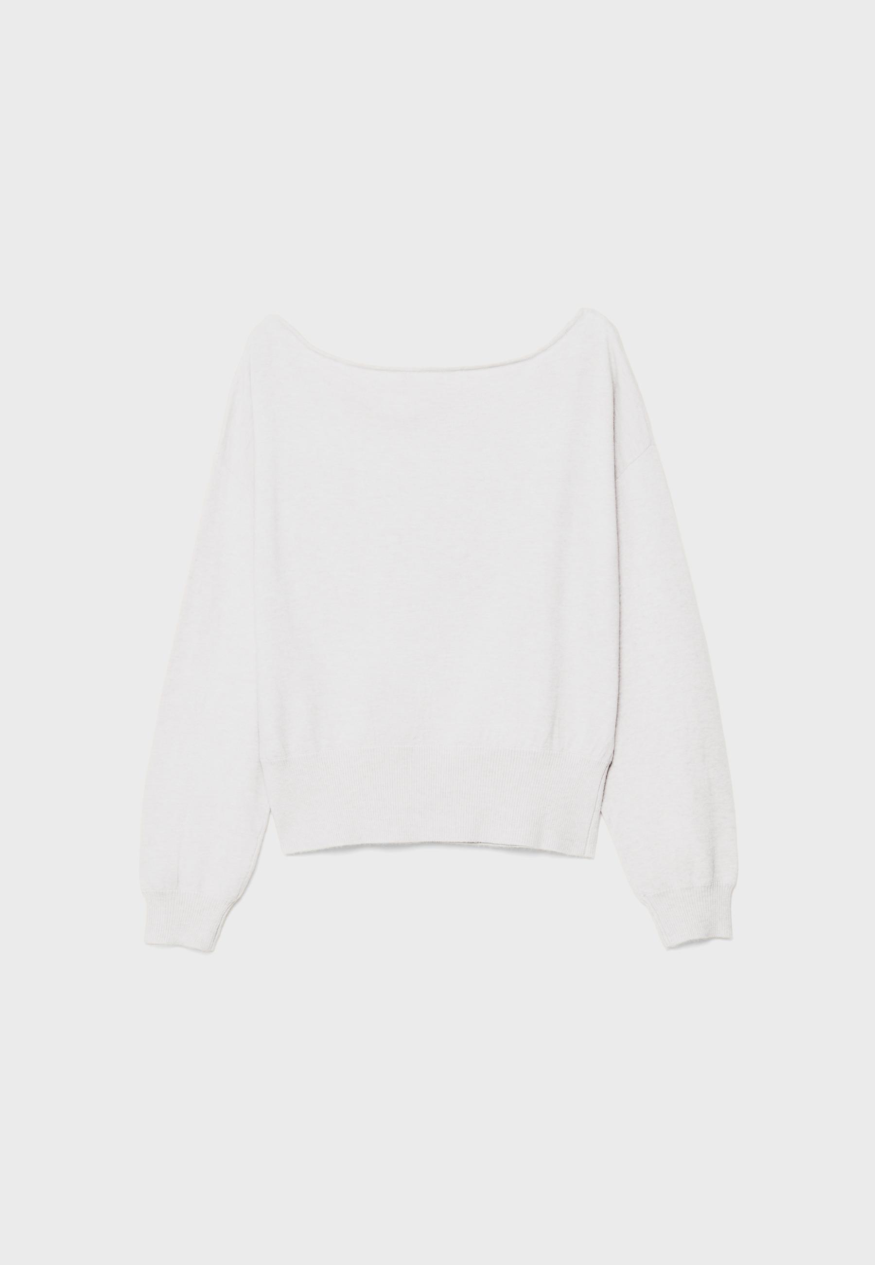 Boat neck knit jumper — Ecru