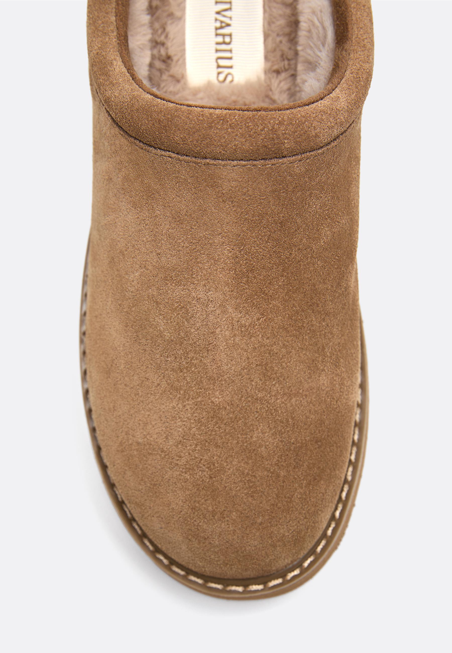 Flat leather clogs — BEIGE