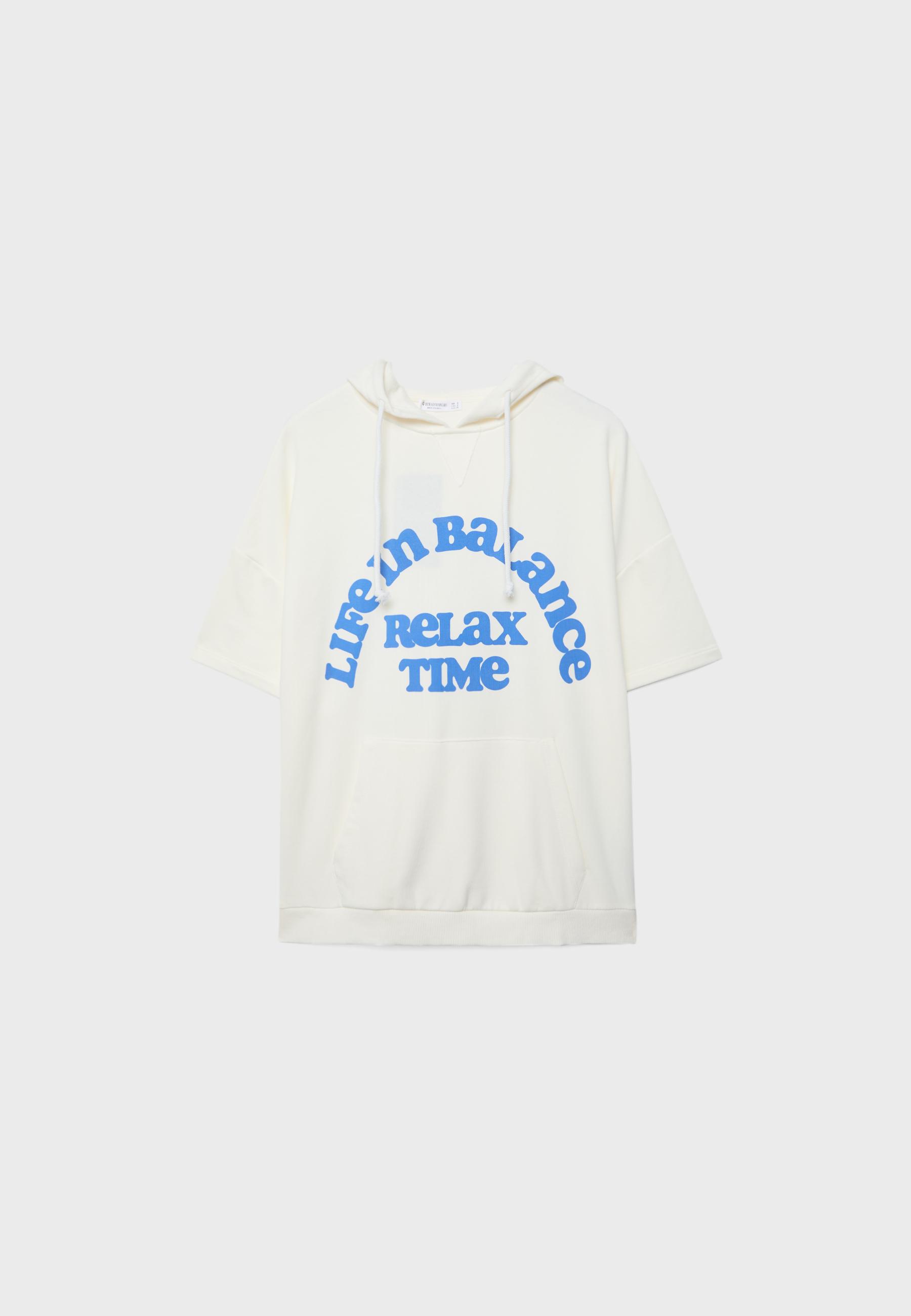 Short-sleeve hoodie — Ecru