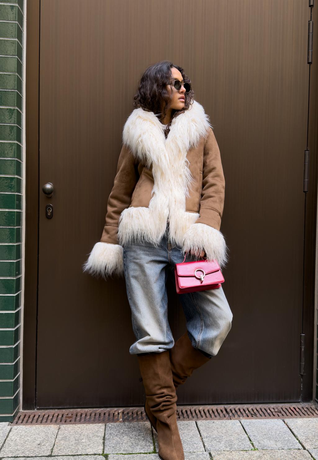 Slouchy leather kitten heel boots