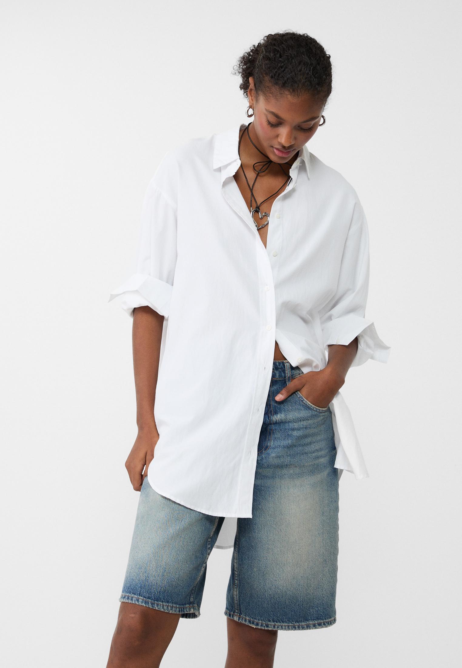 Camisa blanca mujer stradivarius online