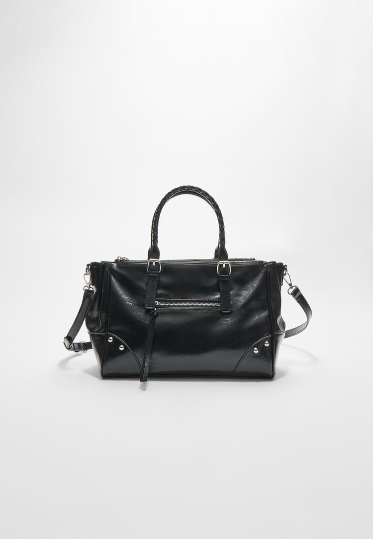 bolso tote blando asa trenzada