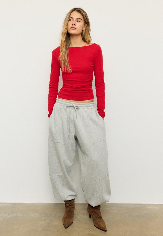 long sleeve t shirt with gathering