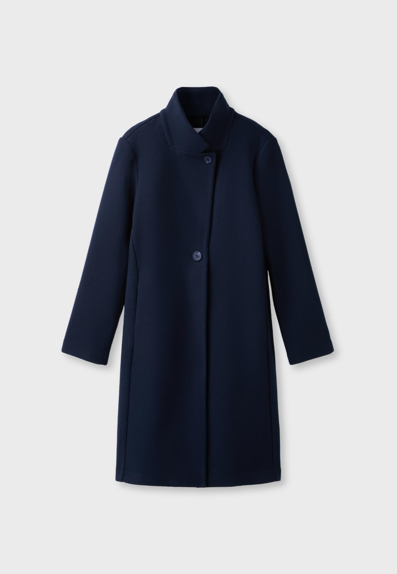 Soft-touch straight coat — Dark blue