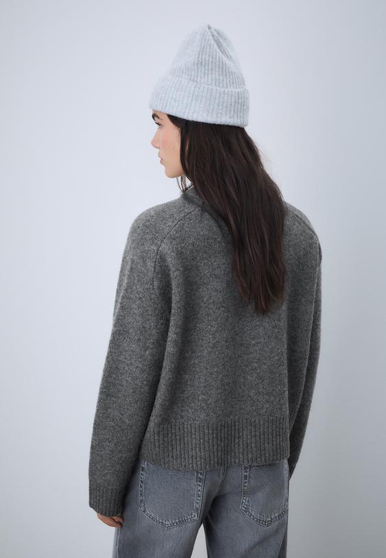Stradivarius Basic Soft Knit Jumper Dark Grey S