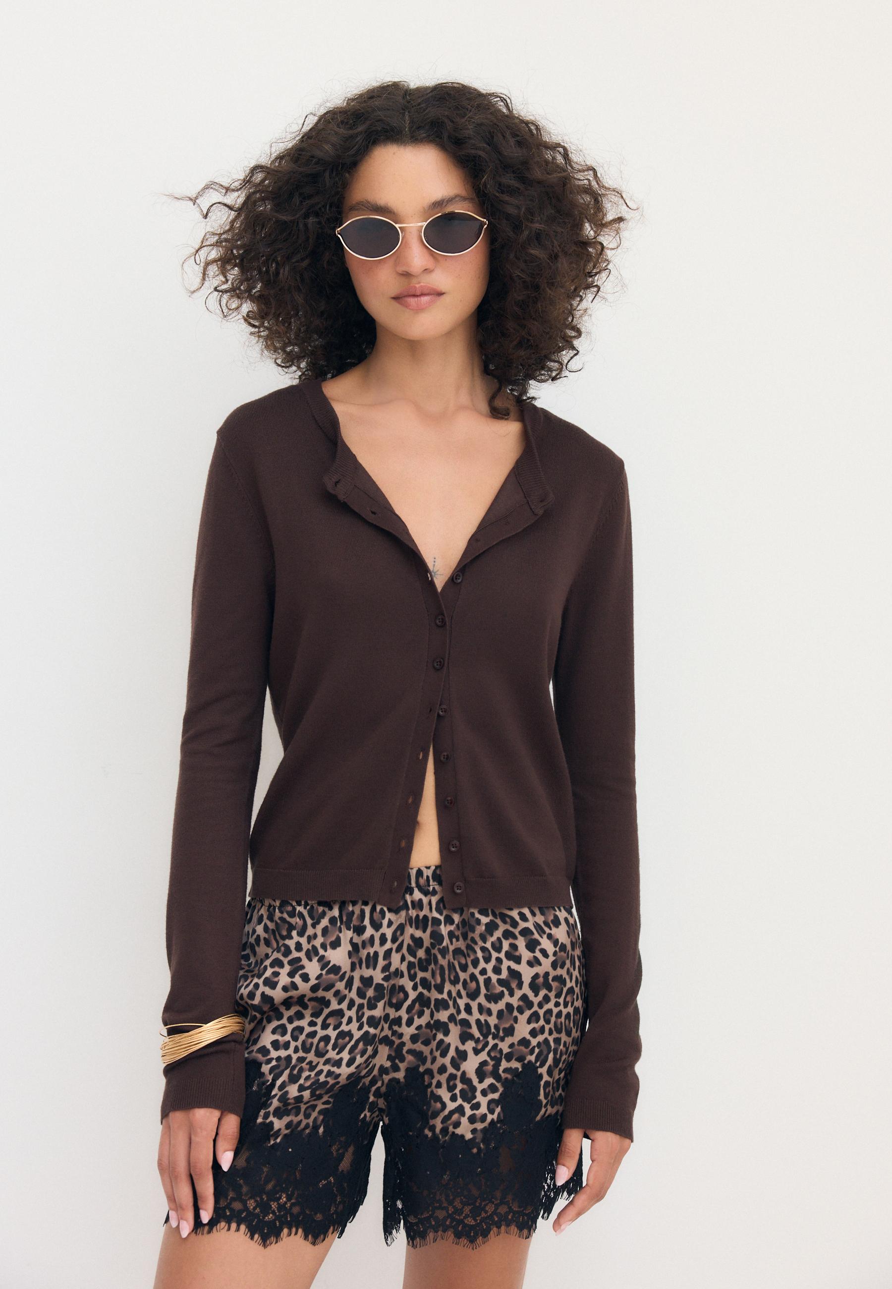 Knit cardigan — Brown