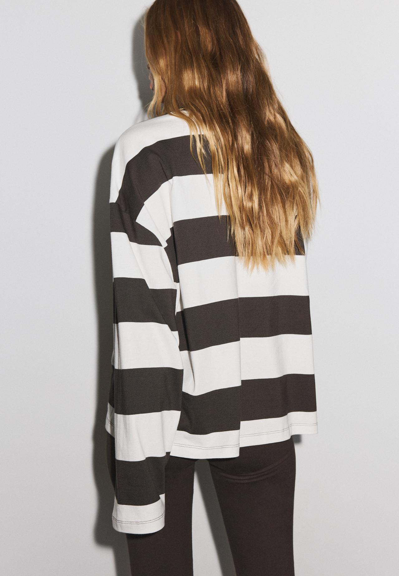 Boxy striped long sleeve T-shirt — Brown