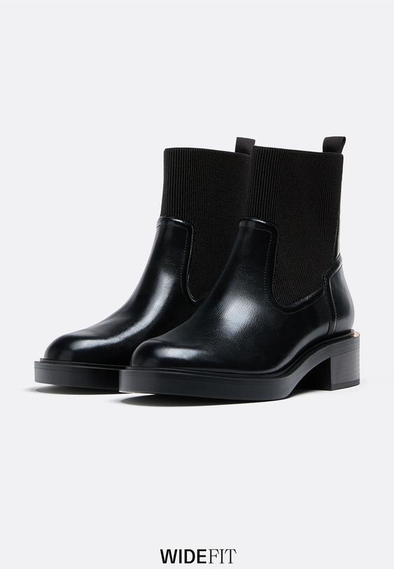 Stradivarius Botine Plate Chelsea Negru 39