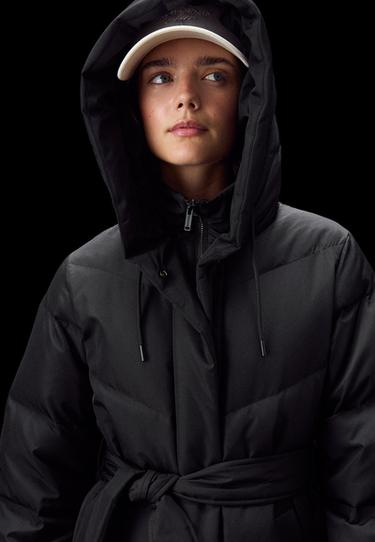 Belted puffer coat — Black 3