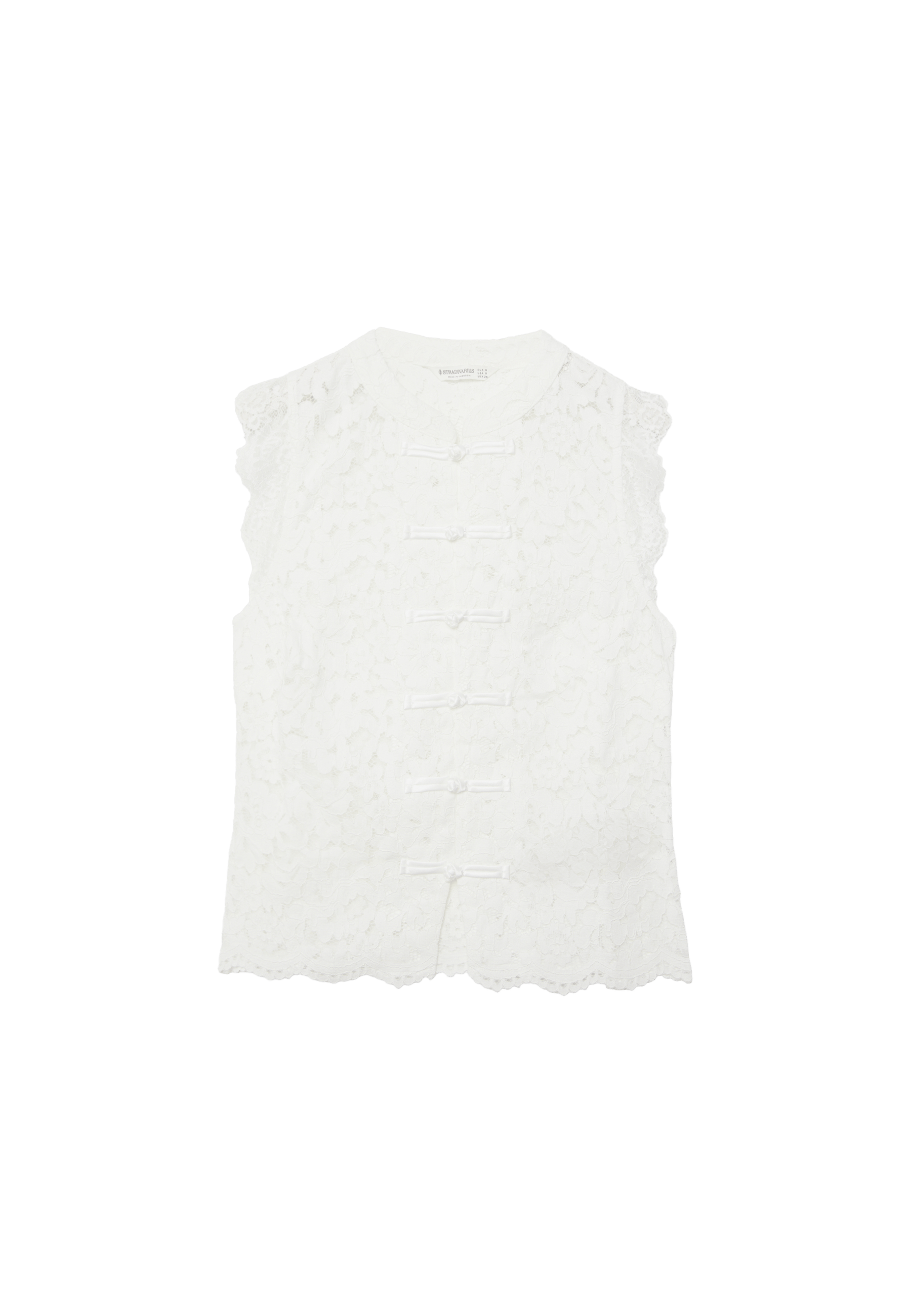 Lace toggle top — White