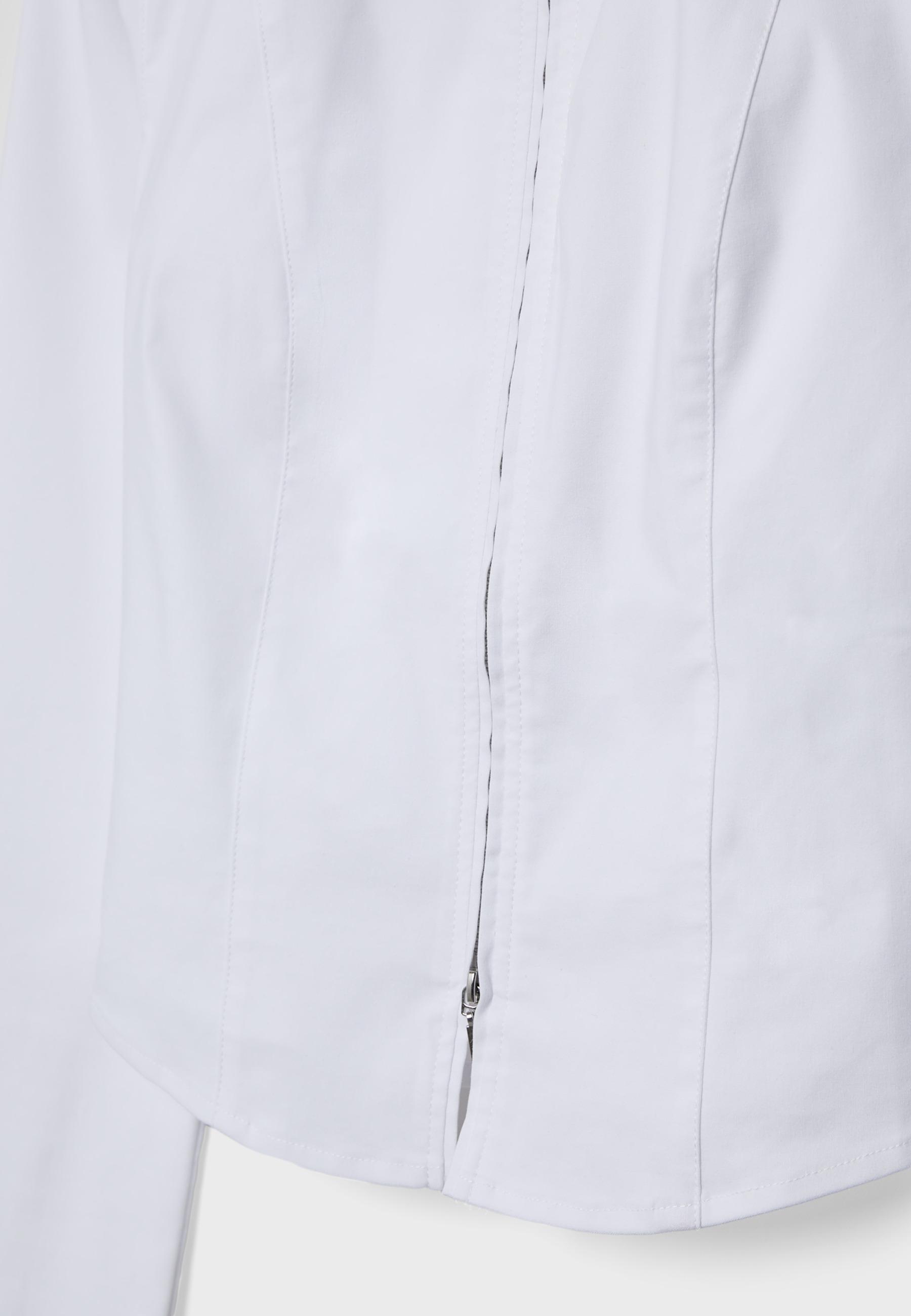Fitted double zip bengaline shirt — White