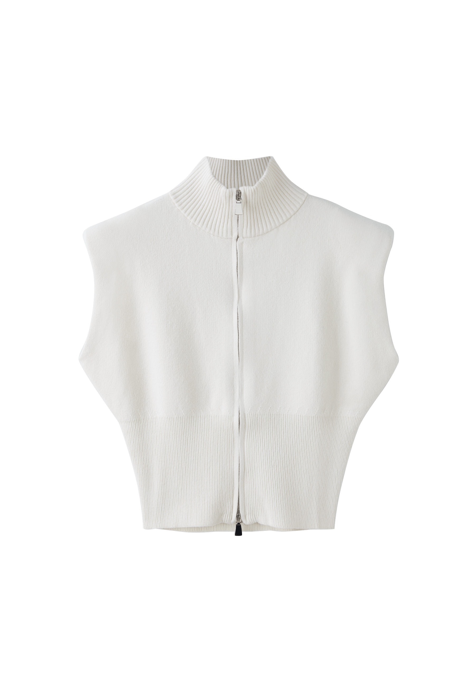 Knit vest with padded shoulders and zip — Ice