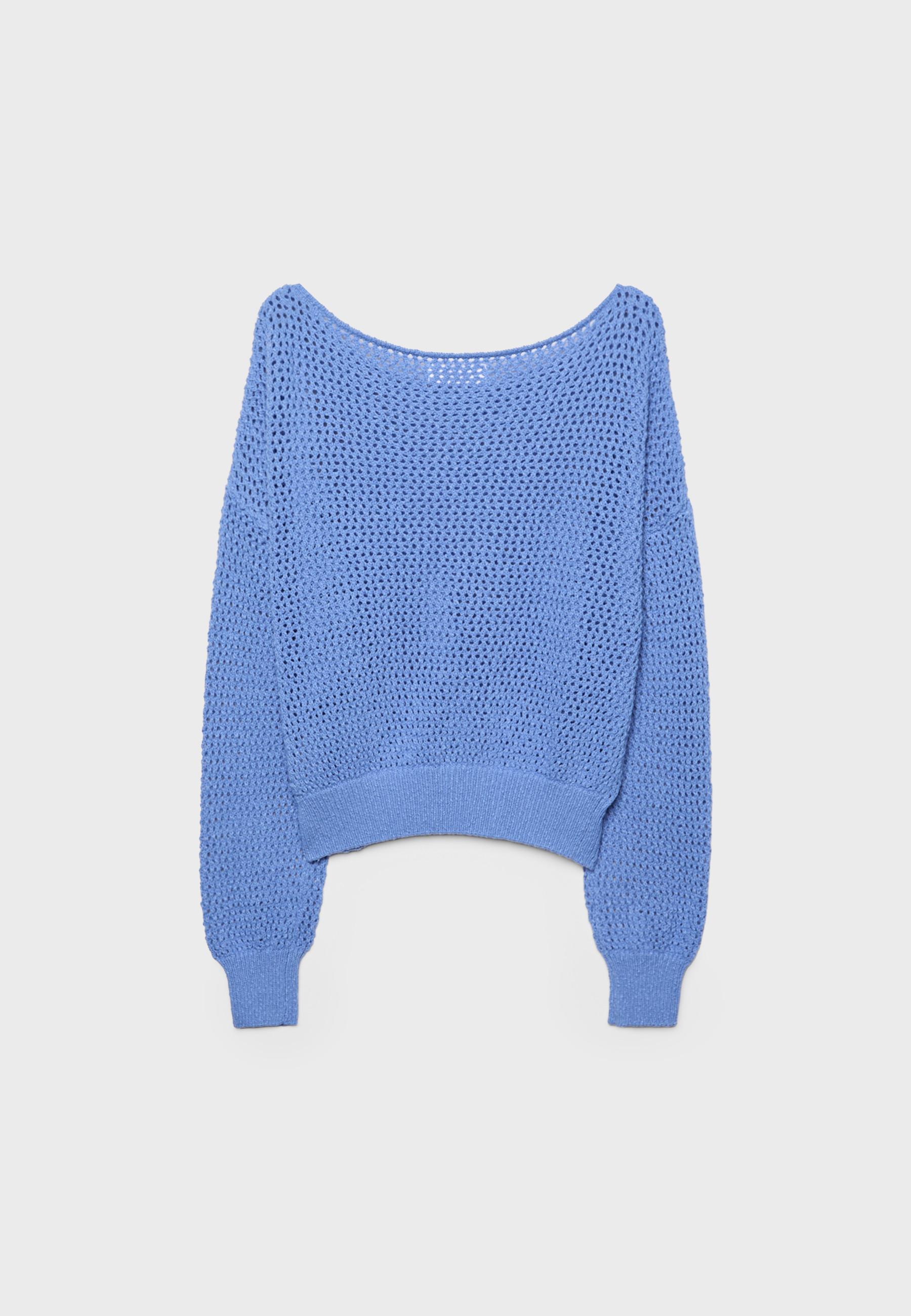 Mesh knit boat neck jumper — Royal blue