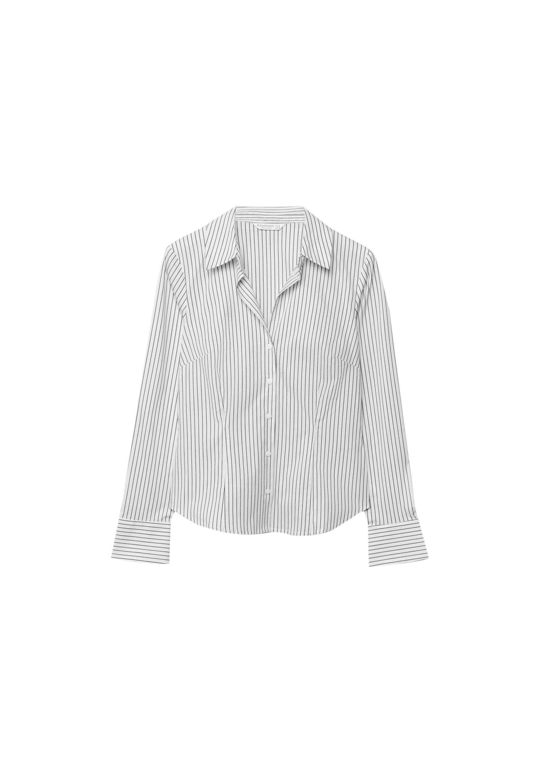 Basic striped fitted shirt — Black