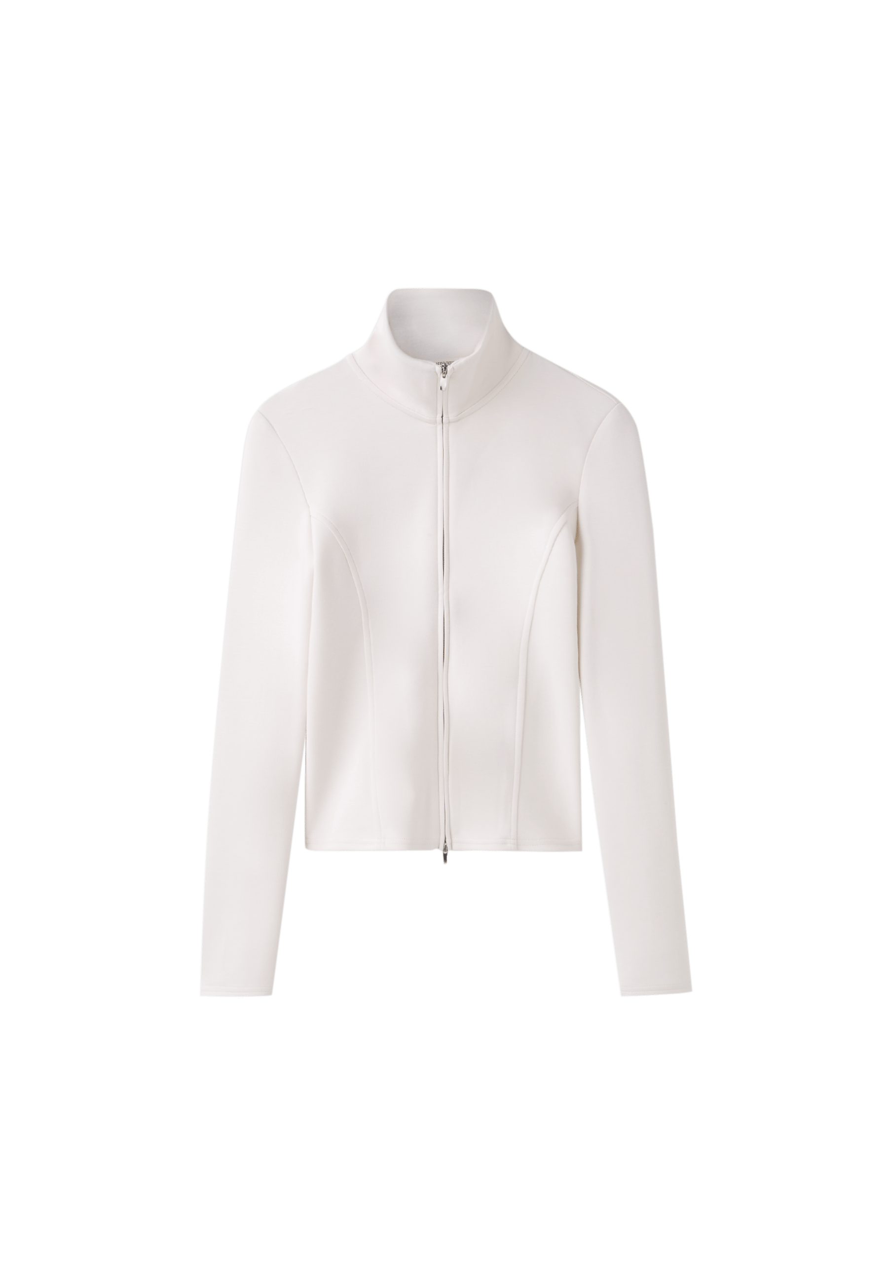 Soft-touch fitted zip-up sweatshirt — Vanilla