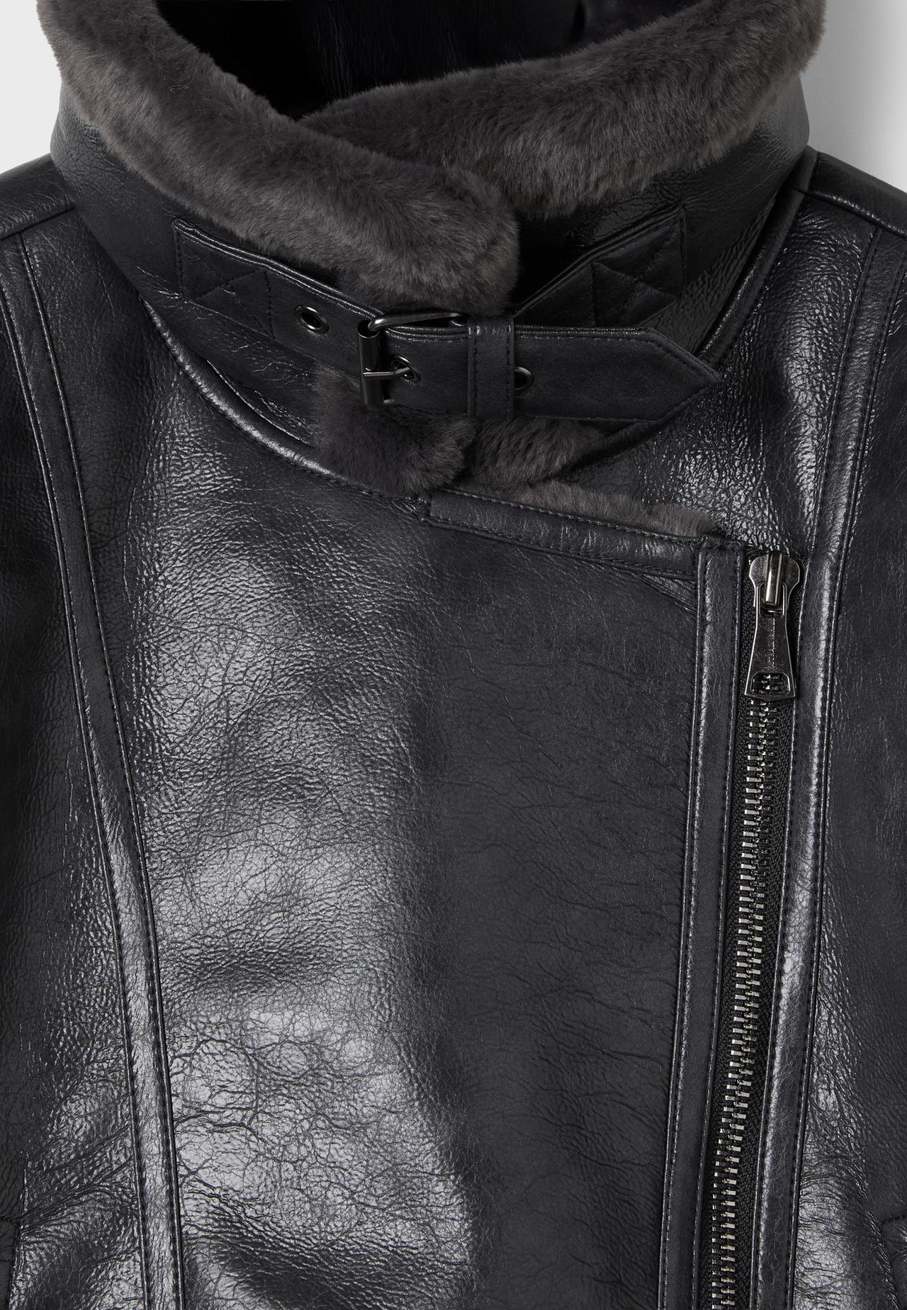 Leather effect double-faced biker jacket — Dark grey