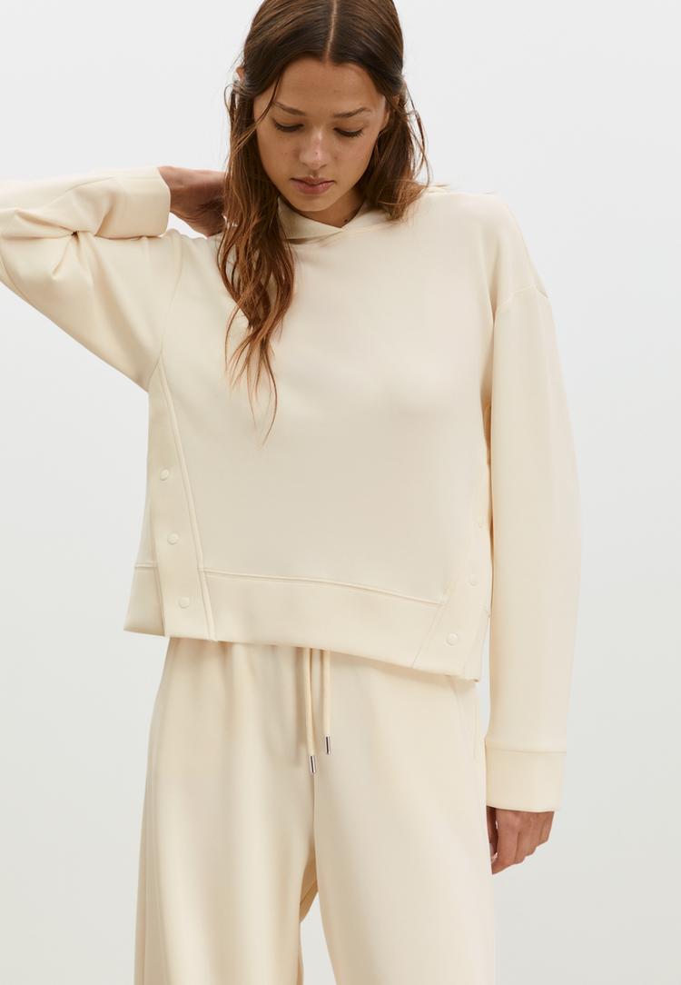 sudadera capucha tacto suave botones