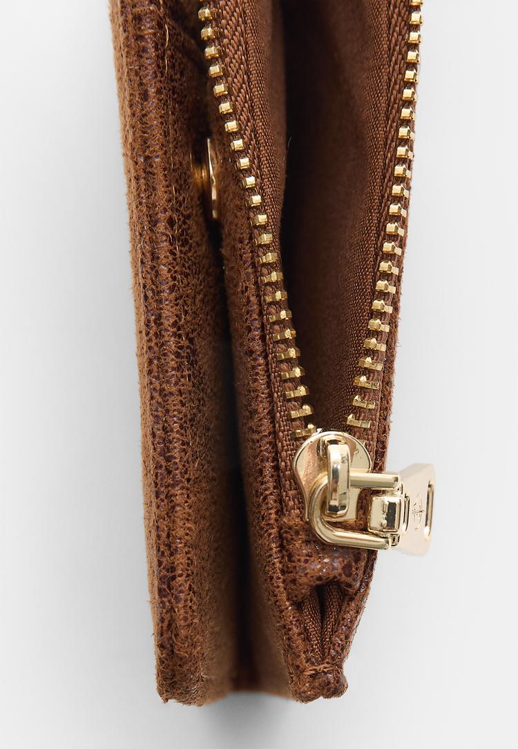 Stradivarius Πορτοφολάκι-Καρτοθήκη Από Συνθετικό Σουέντ Καφέ Os φωτογραφία