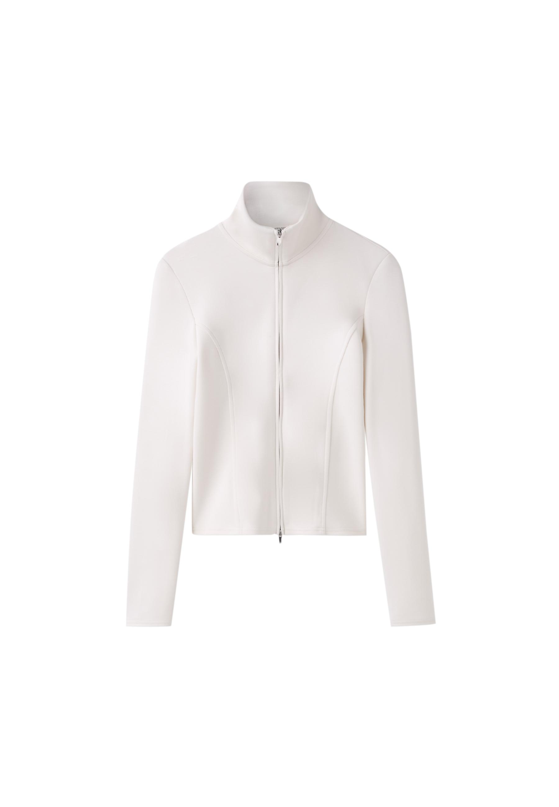 Soft-touch fitted zip-up sweatshirt — Vanilla