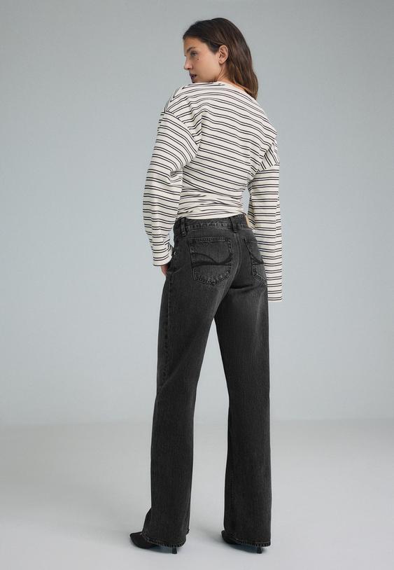 jean droit taille basse ceinture marteau