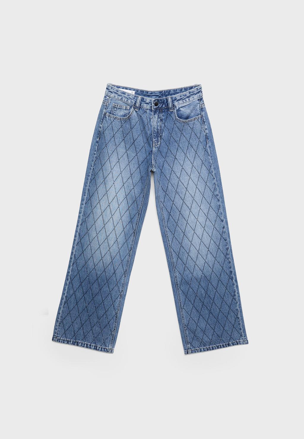 Jeans met diamantglitters
