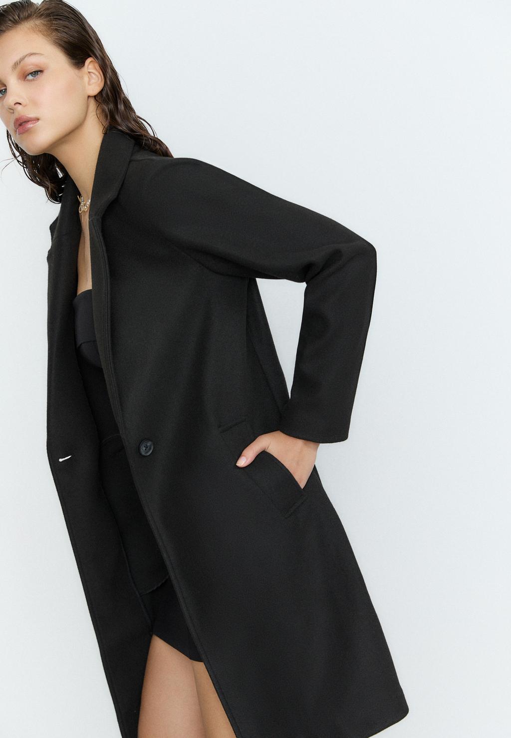 Abrigo midi botón tacto suave