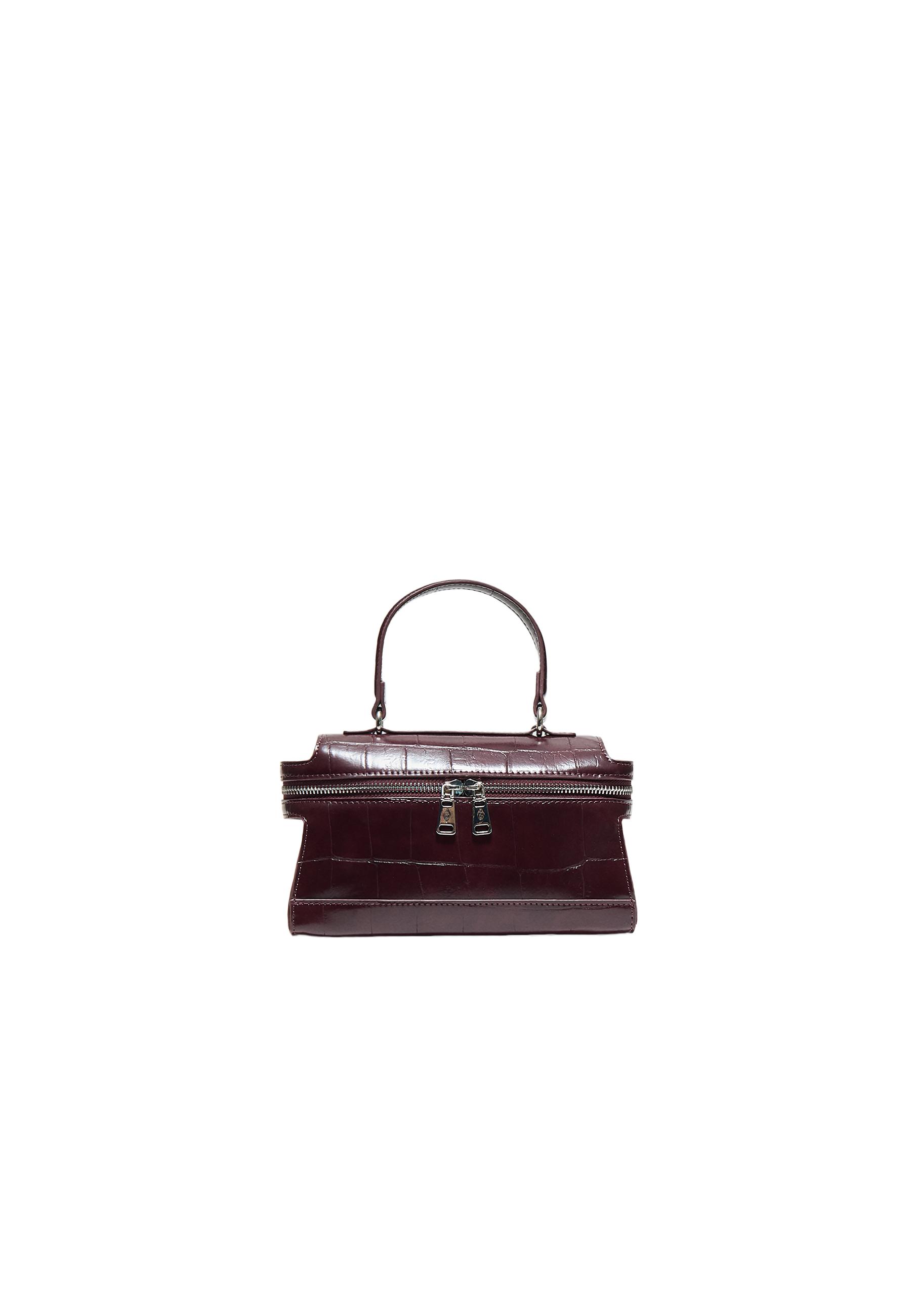 Mini coconut-effect crossbody bag — Burgundy