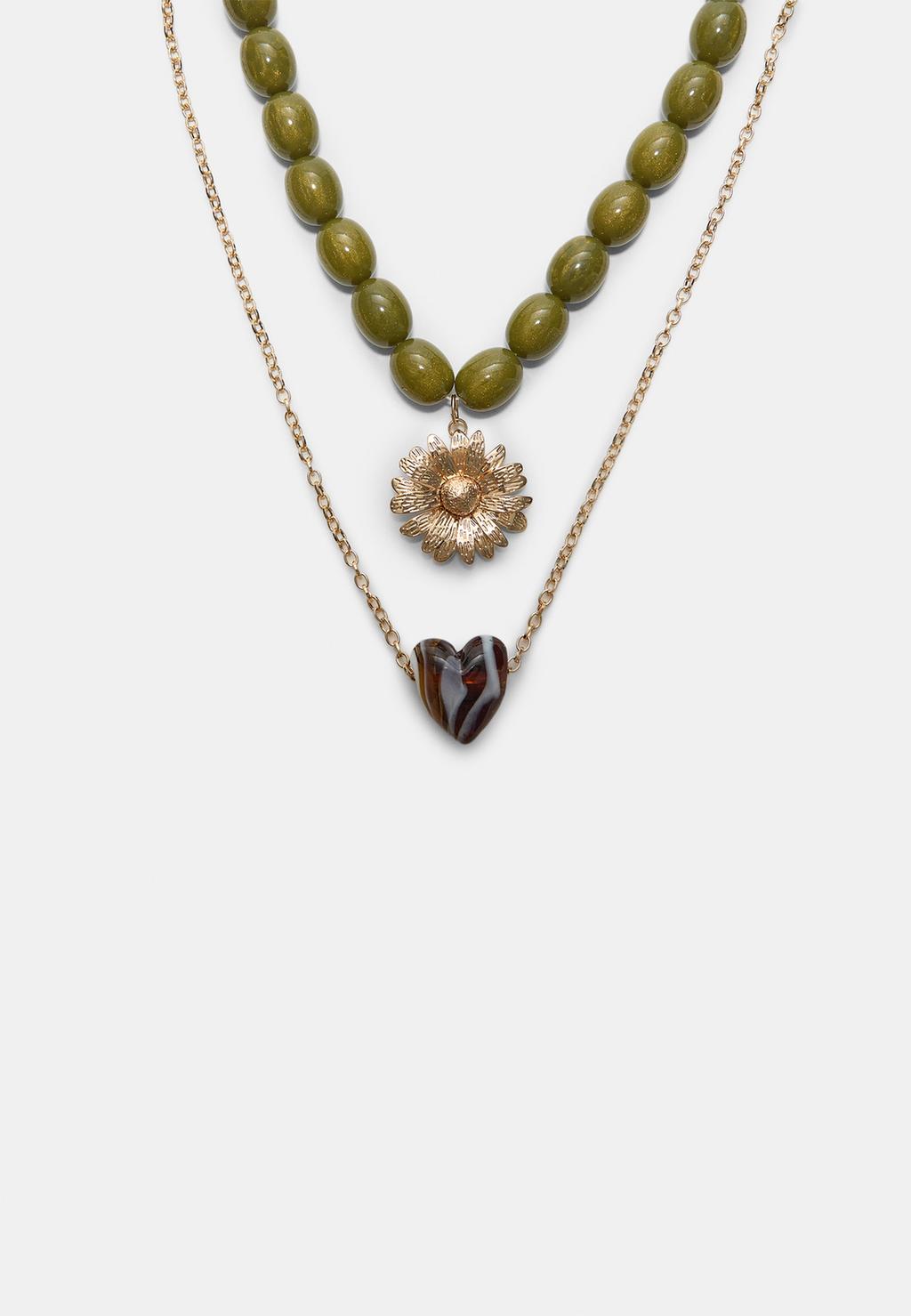 Set 2 collares abalorios, sol y corazón