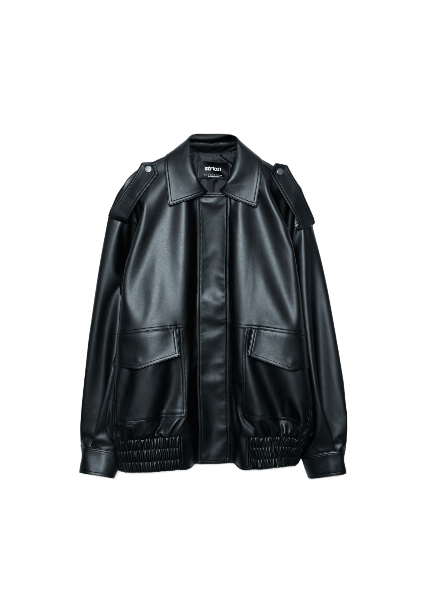 Oversize leather effect biker jacket — Black