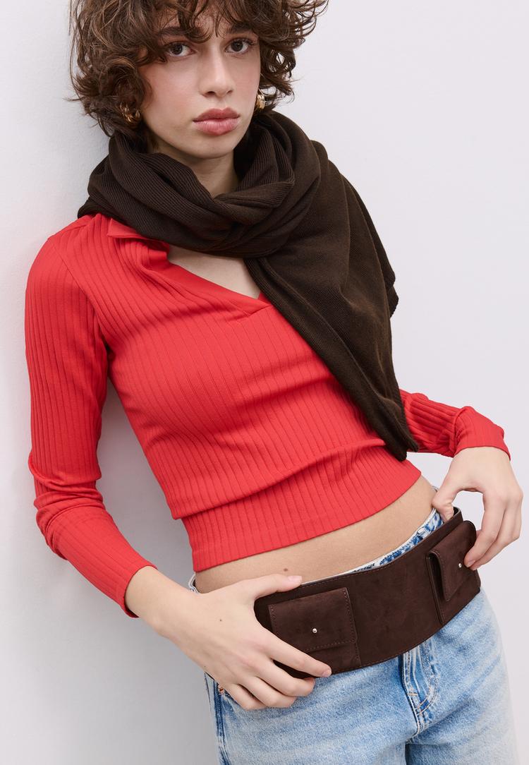 faux suede cross body belt bag with pockets