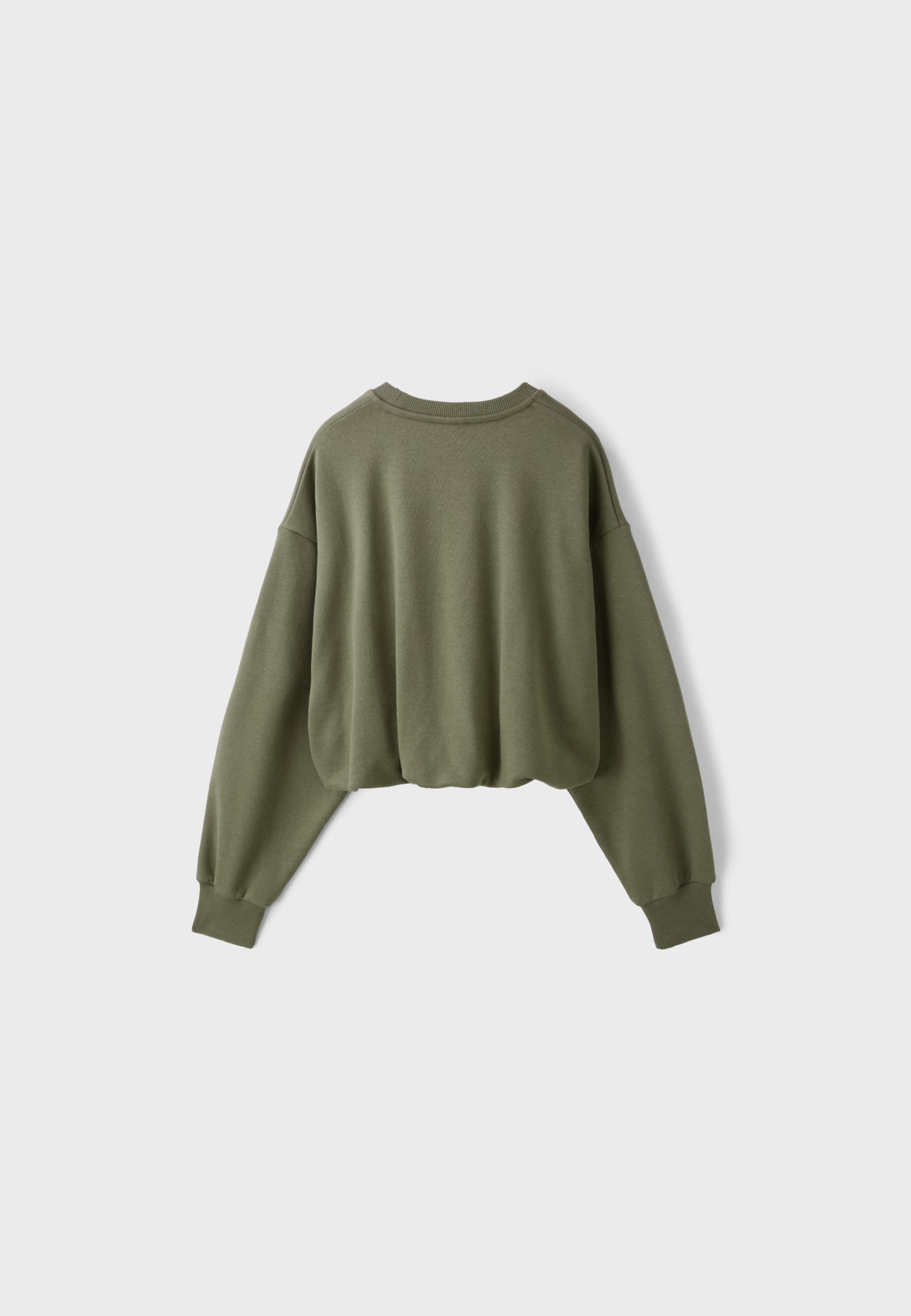 Balloon-hem cropped sweatshirt — Khaki